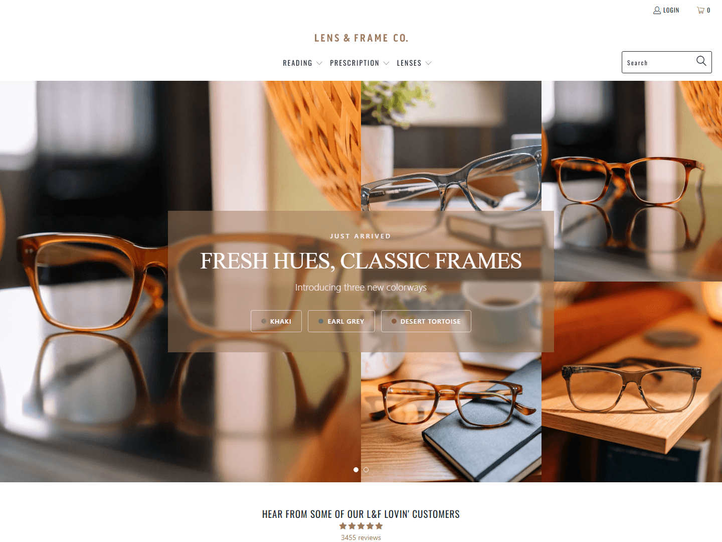 Lens & Frame Co. homepage